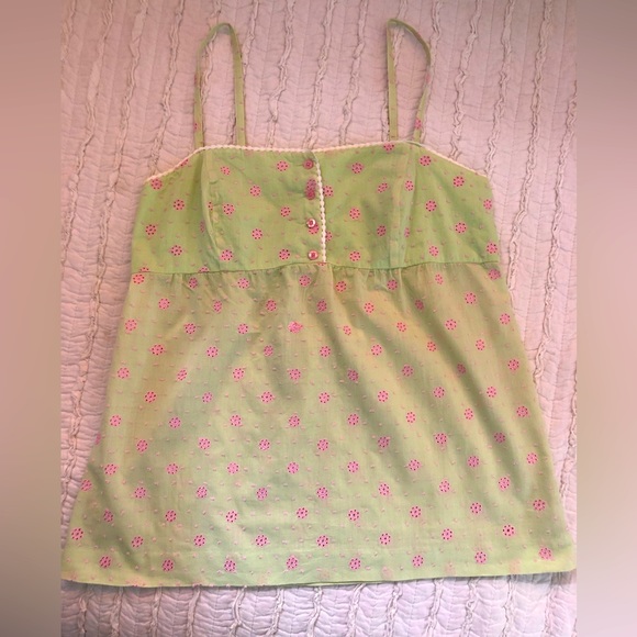 Lilly Pulitzer Tops Lilly Pulitzer Vintage Camisole Top Embroidered Tank Cami Pink Green Sz